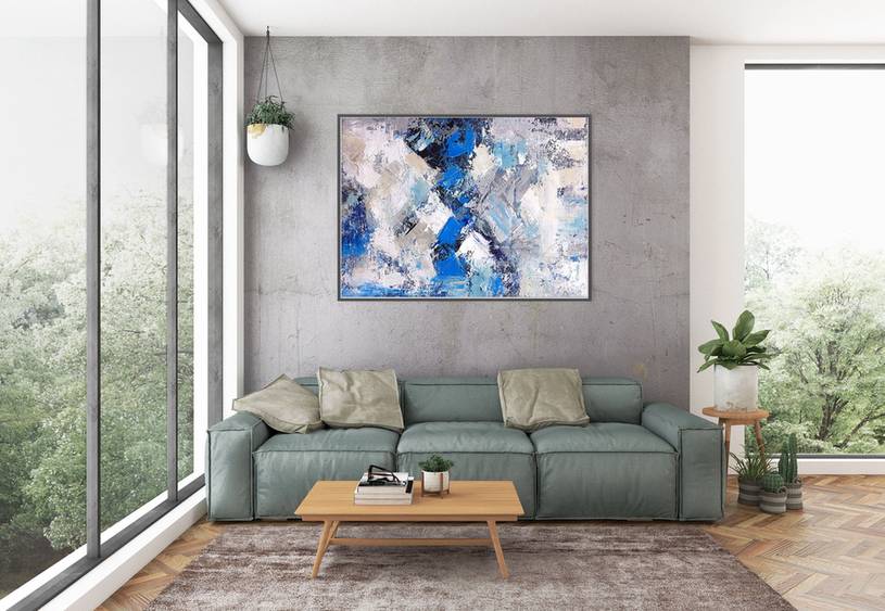 White Handmade Painting Modern Contemporary Abstract Canvas Artwork LV1DO